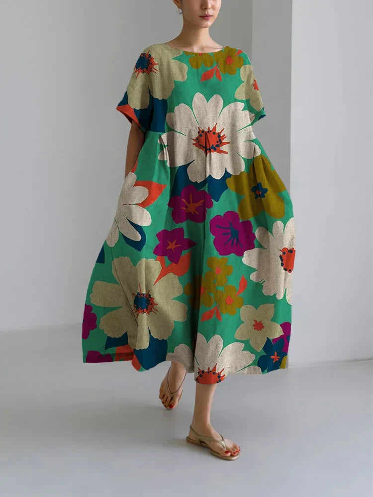 Vittoria | Midi floral dress with bold style and light comfort for lively days