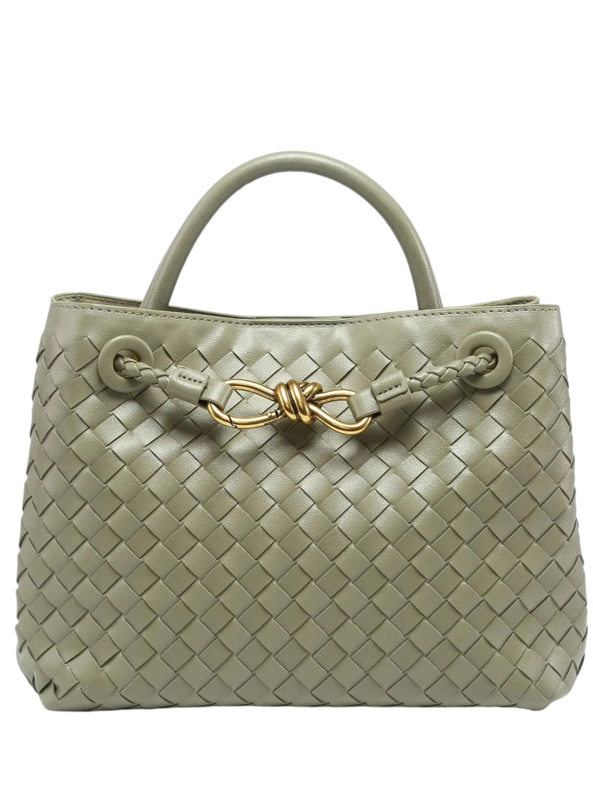 Indigo Vegan Leather Woven Handbag