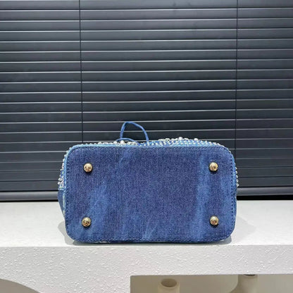 Denim Bucket Crossbody Bag Set