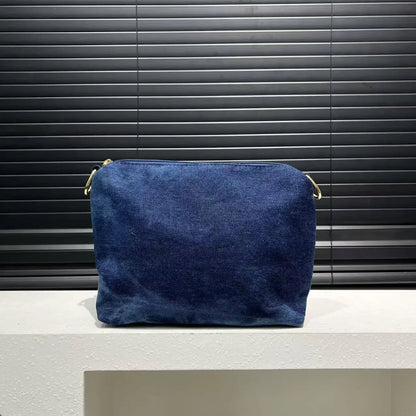 Denim Crystal Embellished Shoulder Tote