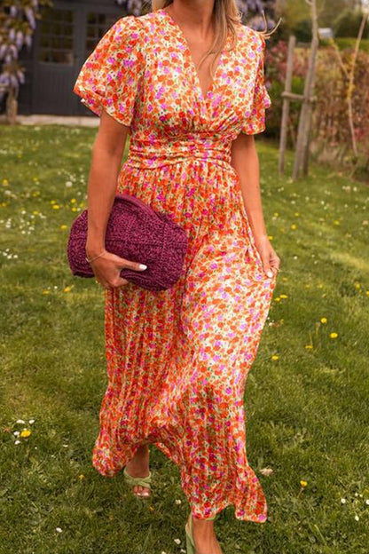 MYRA | Elegant Floral V-Neck Maxi Dress