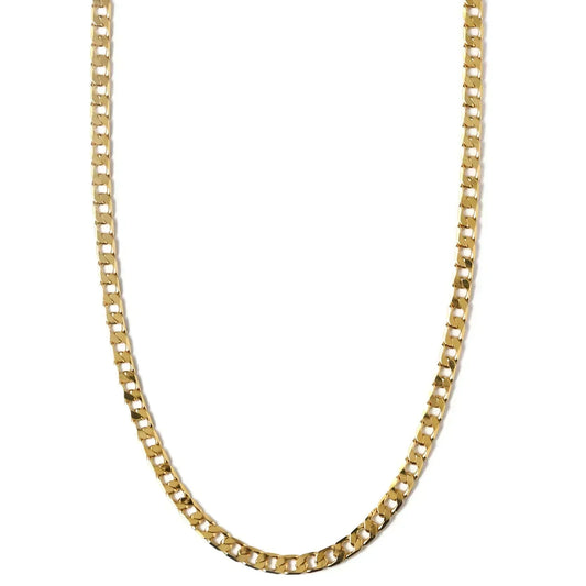 Flat Link Curb Chain Necklace | Gold 16k