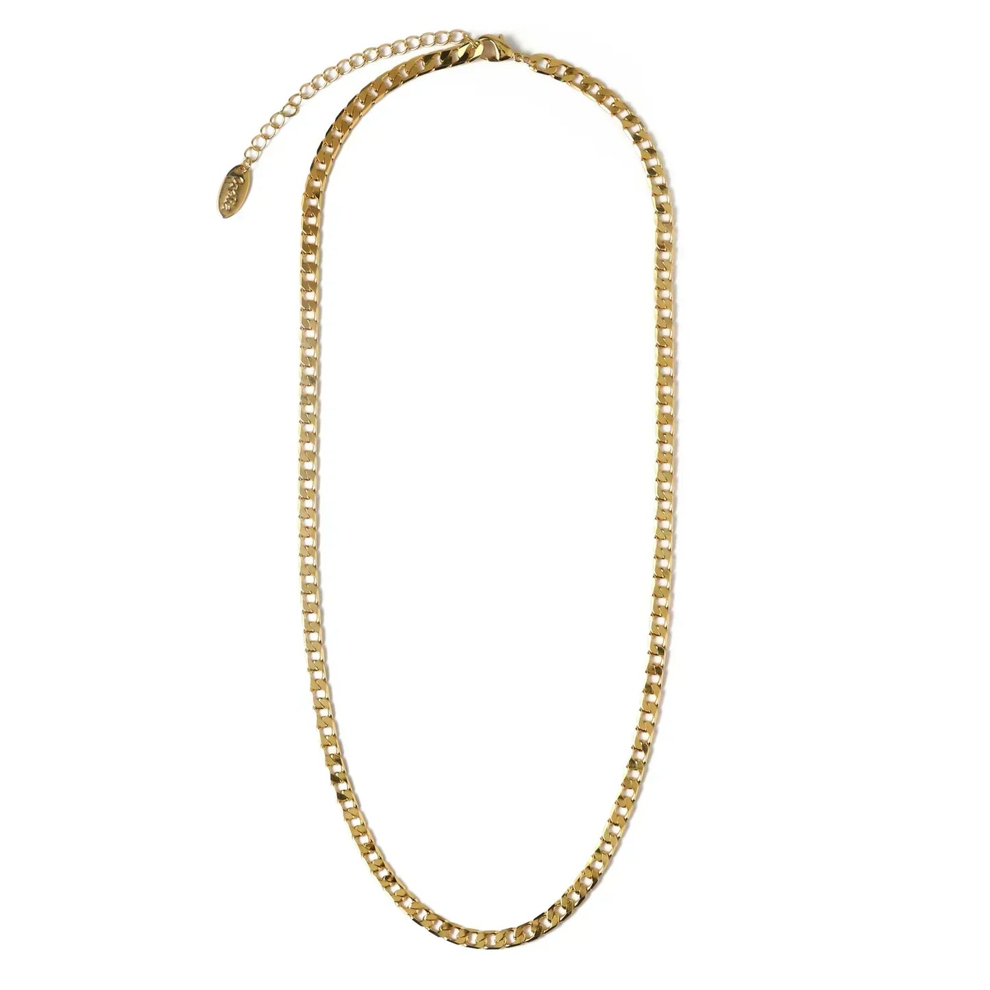 Flat Link Curb Chain Necklace | Gold 16k
