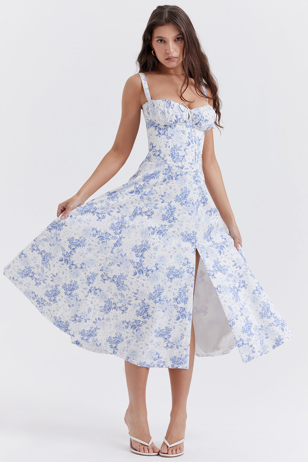 Blue - Floral Print / 3XL