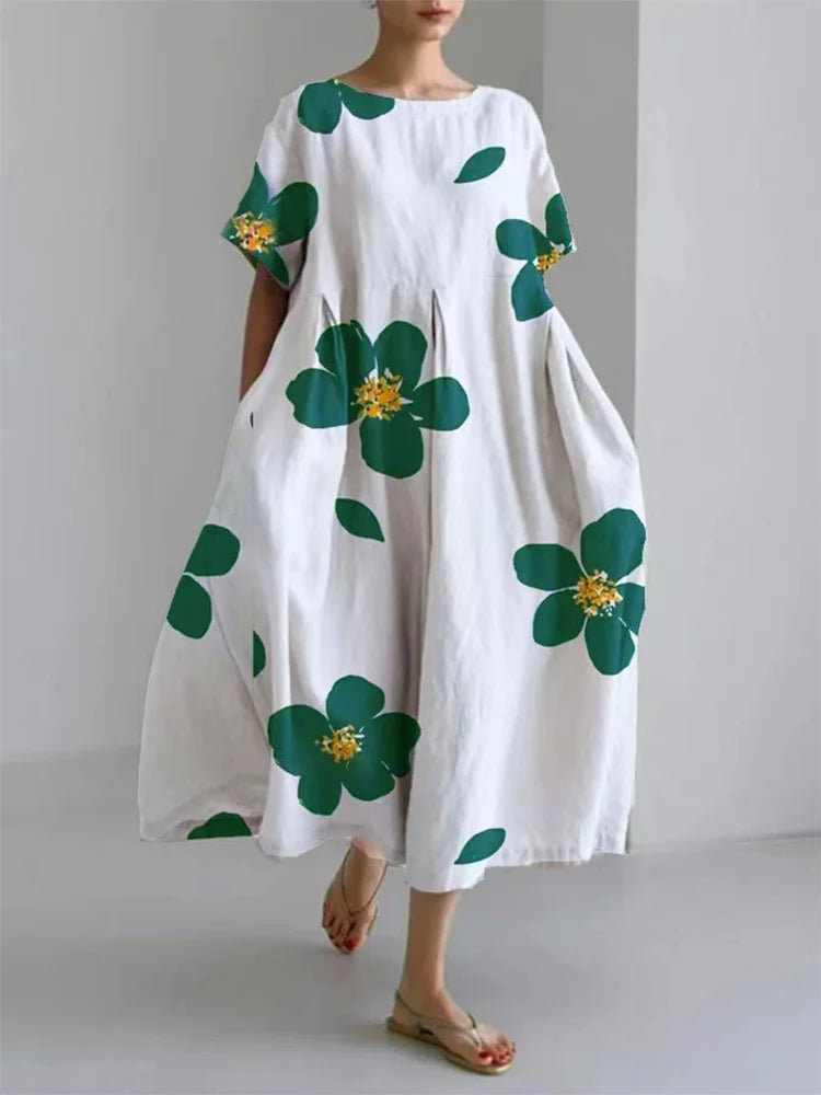 Caterina | Long summer dress with bright flowers and soft comfort for sunny days