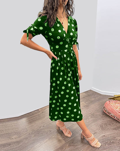 ANKA | Polka Dot Dress with Flared Skirt and Defined Waist