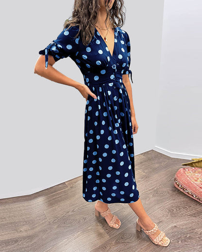 ANKA | Polka Dot Dress with Flared Skirt and Defined Waist