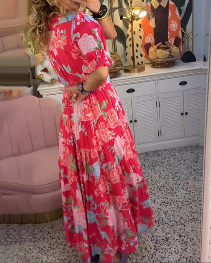 ADELAIDA | Floral Print Dress with V-Neck