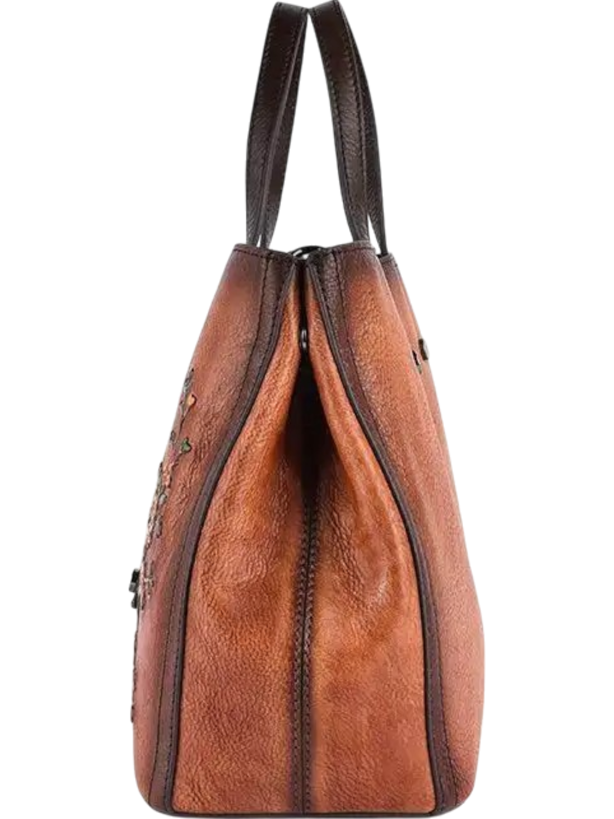 Ember Genuine Vintage Floral Embroidered Leather Tote Bag