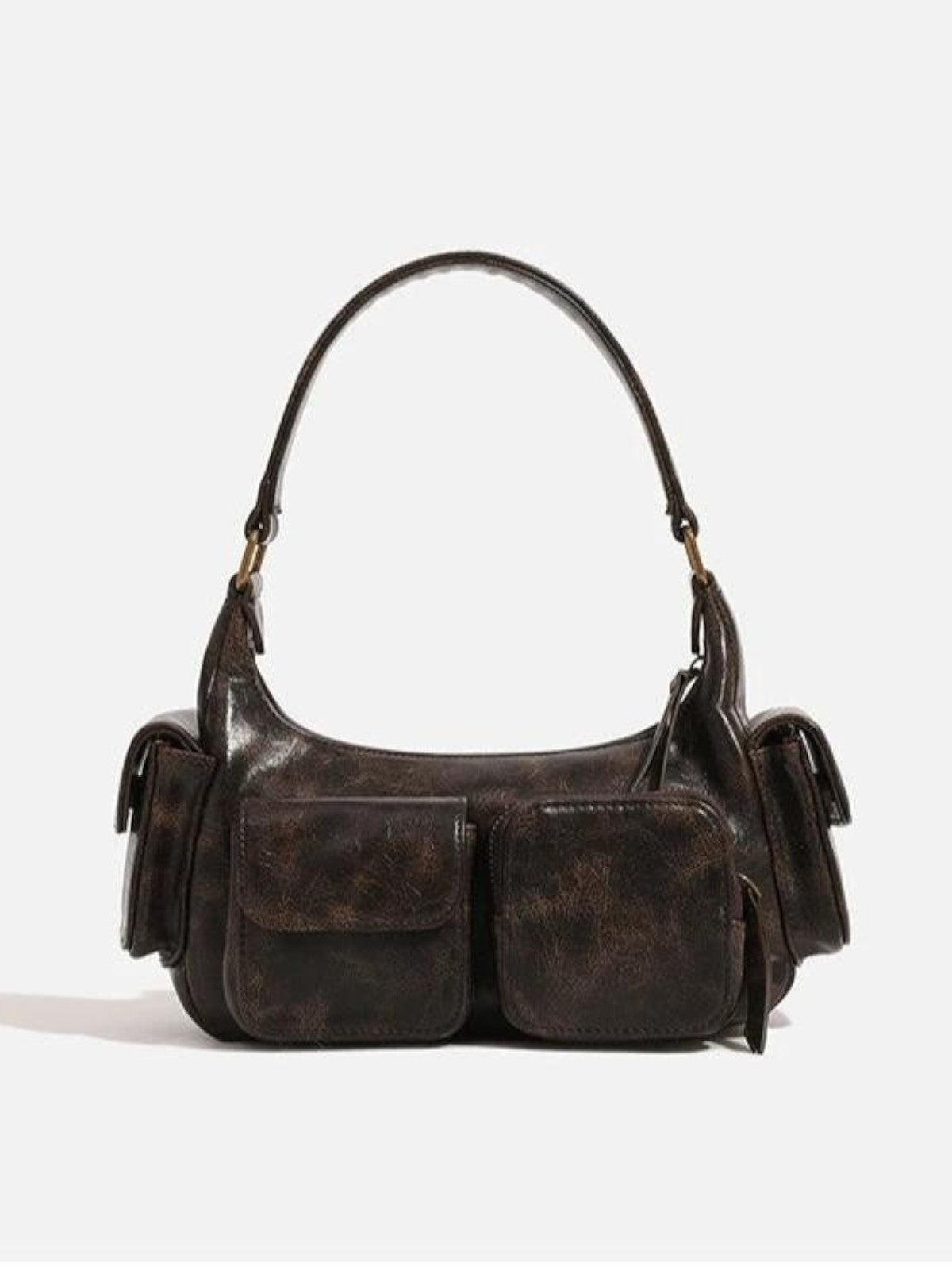 Verona Vintage Vegan Leather Multi-Pocket Shoulder Bag