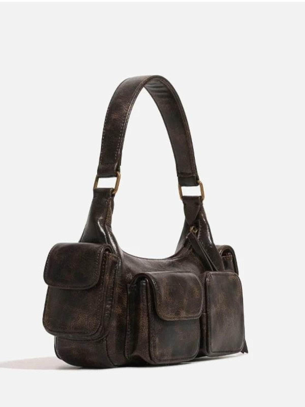 Verona Vintage Vegan Leather Multi-Pocket Shoulder Bag