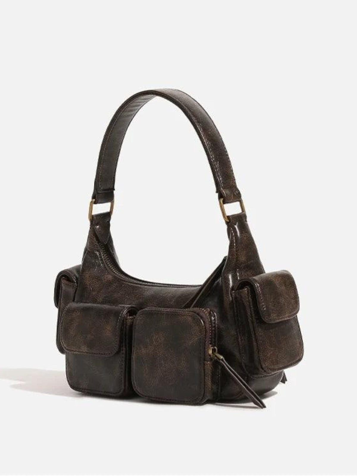 Verona Vintage Vegan Leather Multi-Pocket Shoulder Bag