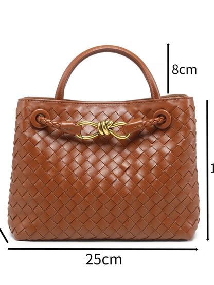 Indigo Vegan Leather Woven Handbag