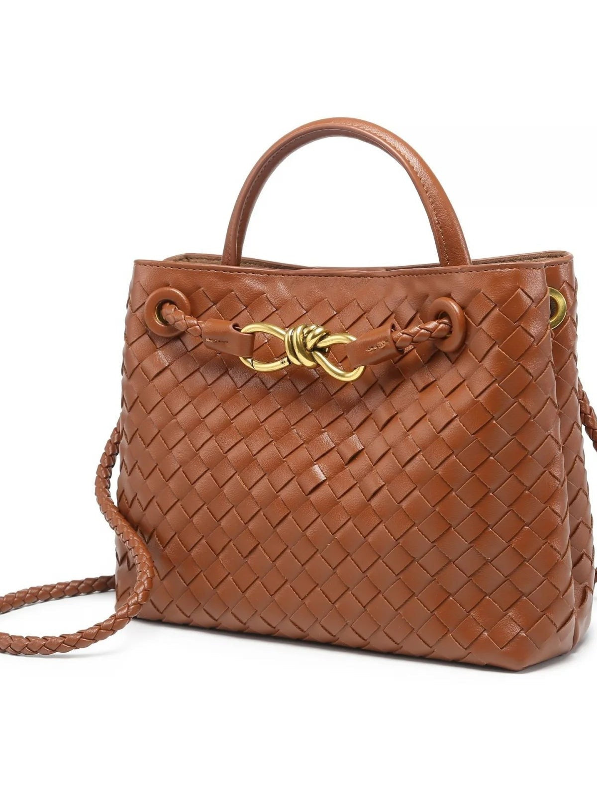 Indigo Vegan Leather Woven Handbag