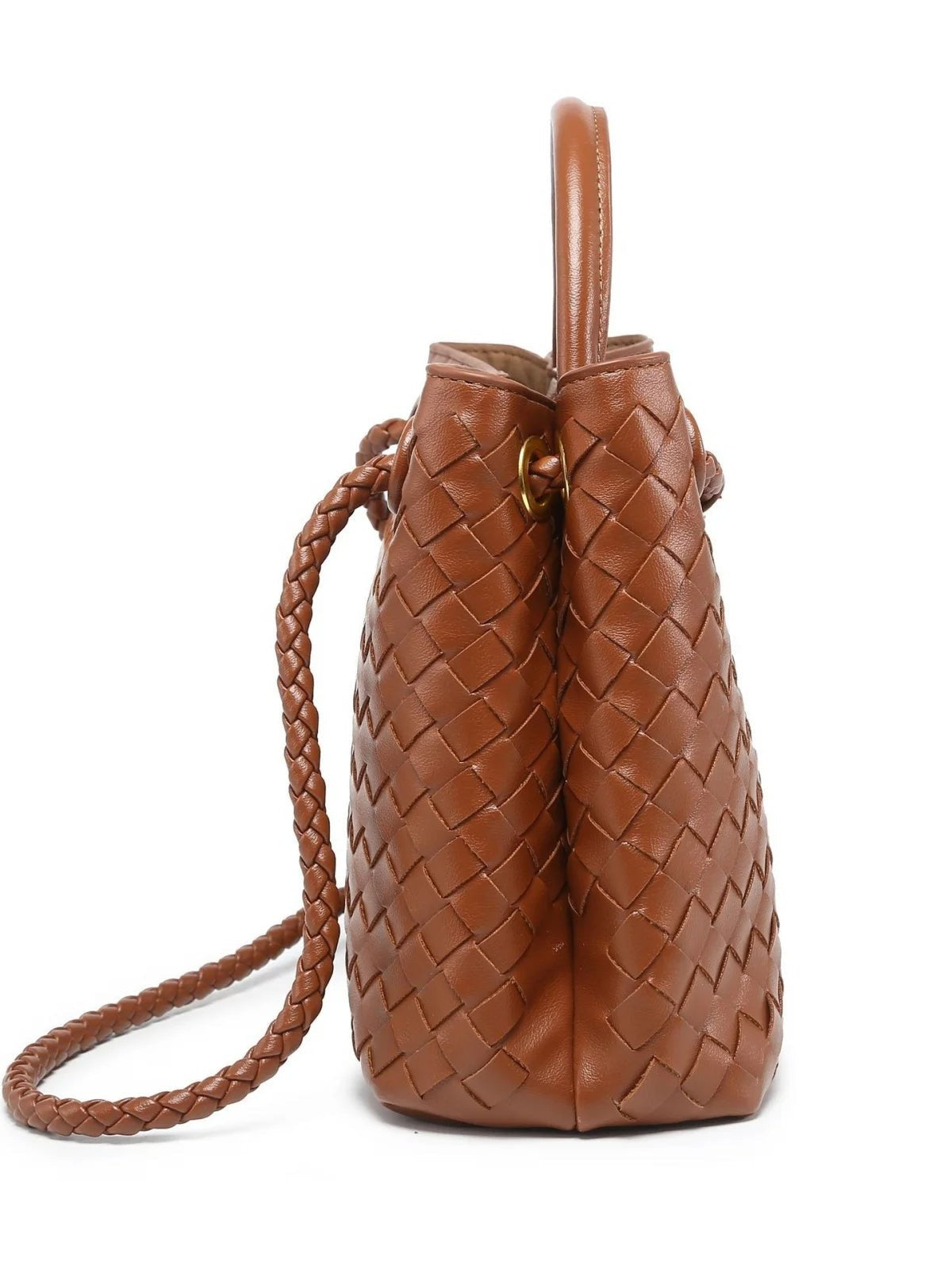 Indigo Vegan Leather Woven Handbag