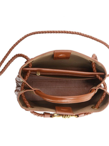 Indigo Vegan Leather Woven Handbag