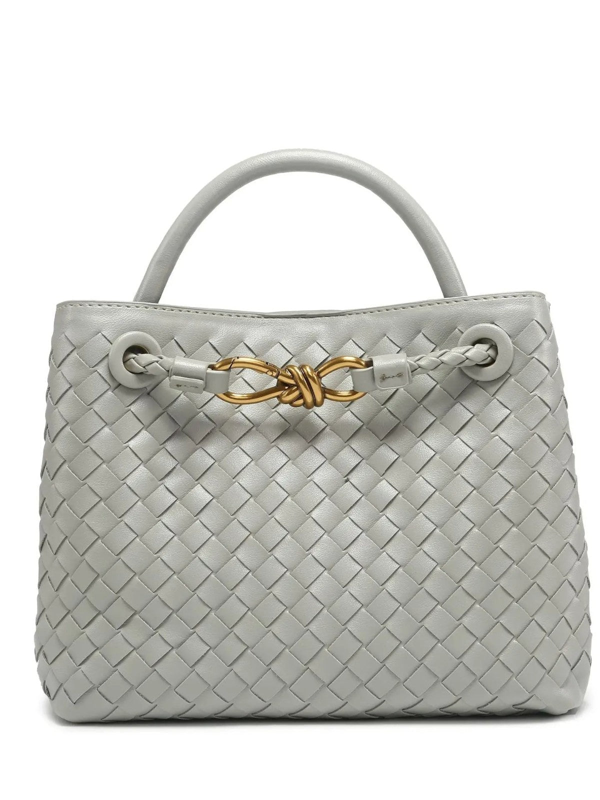 Indigo Vegan Leather Woven Handbag