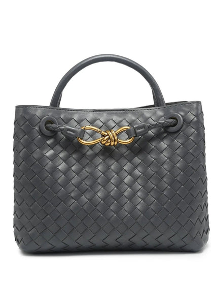 Indigo Vegan Leather Woven Handbag