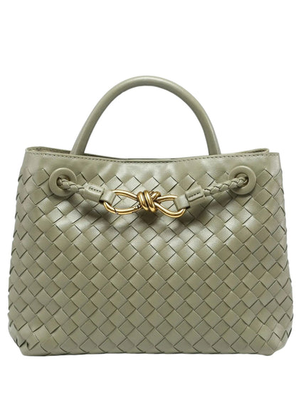 Indigo Vegan Leather Woven Handbag