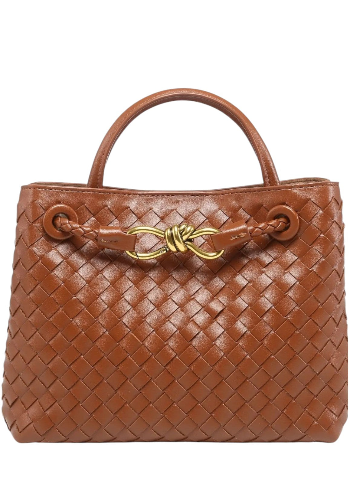 Indigo Vegan Leather Woven Handbag