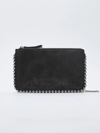 Koora Black Studded Chain Wallet Clutch