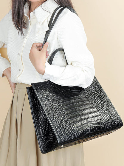 Nora Crocodile-Embossed Leather Tote Bag