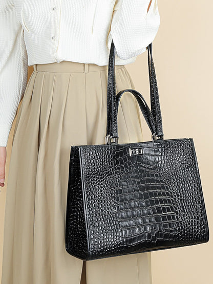 Nora Crocodile-Embossed Leather Tote Bag