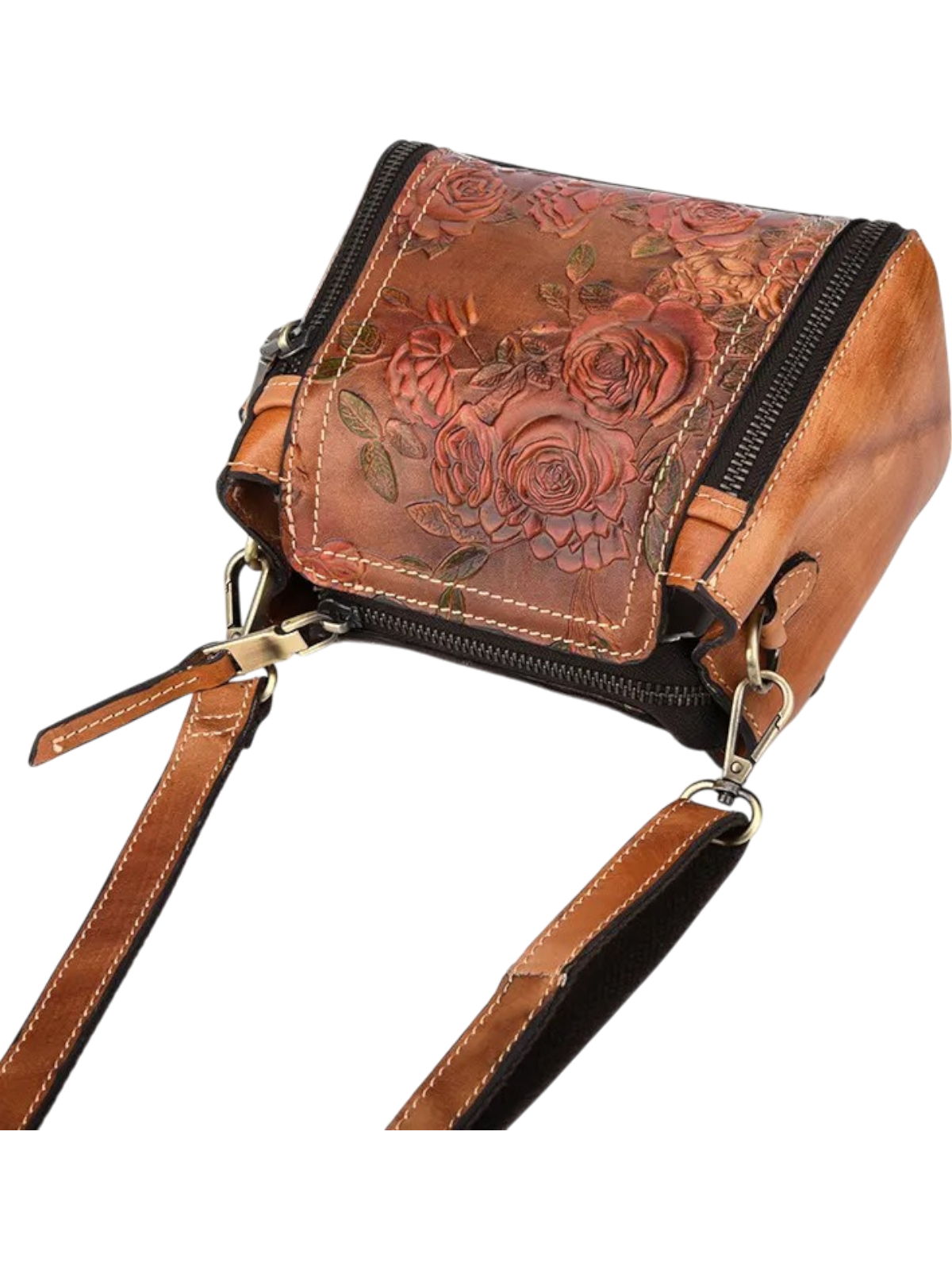 Flora Embossed Genuine Leather Tote Bag