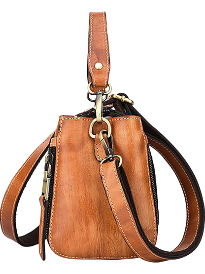 Flora Embossed Genuine Leather Tote Bag