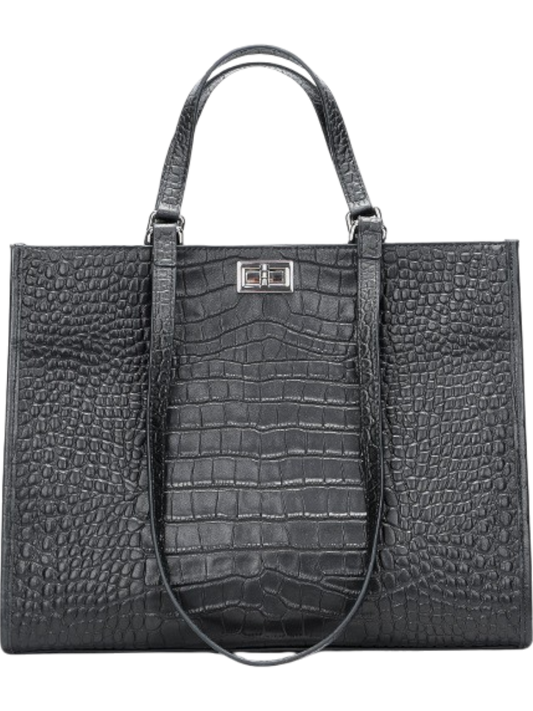 Nora Crocodile-Embossed Leather Tote Bag