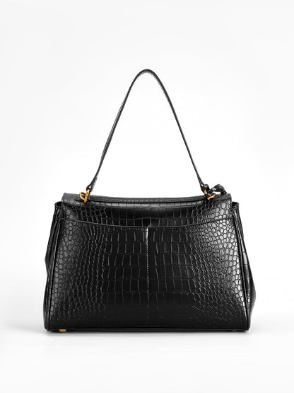 Sienna Leather Croc-Embossed Handbag