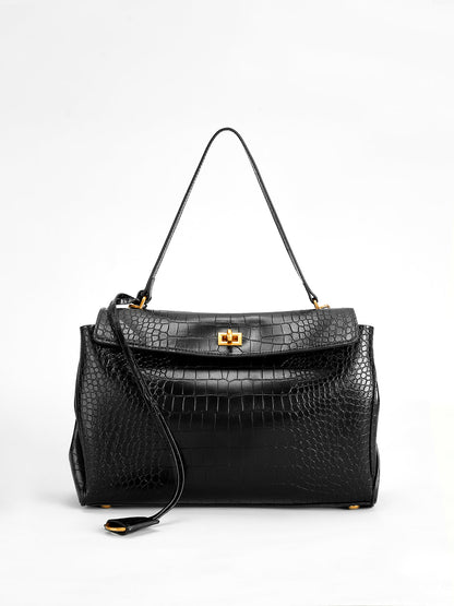 Sienna Leather Croc-Embossed Handbag