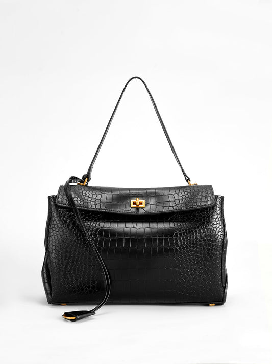 Sienna Leather Croc-Embossed Handbag