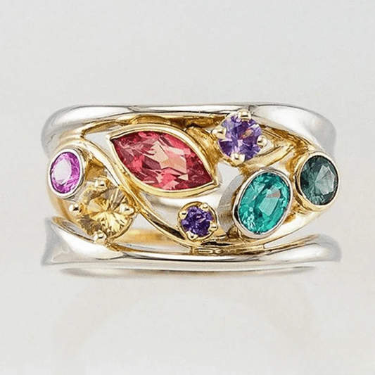Vintage Ring with Gold and Silver-Coloured Zirconia