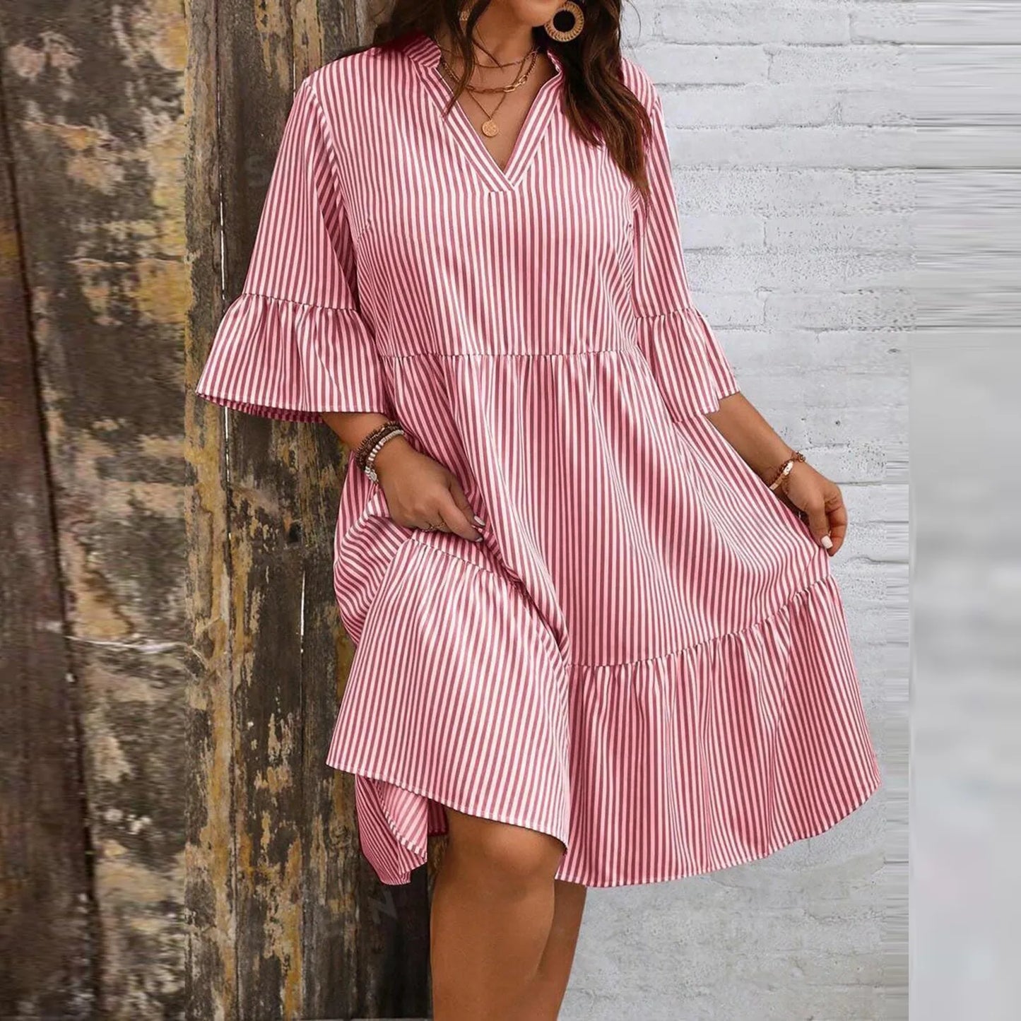 Micaela | Summer Striped Ruffle Dress