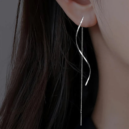 Long Earrings with Wave Design