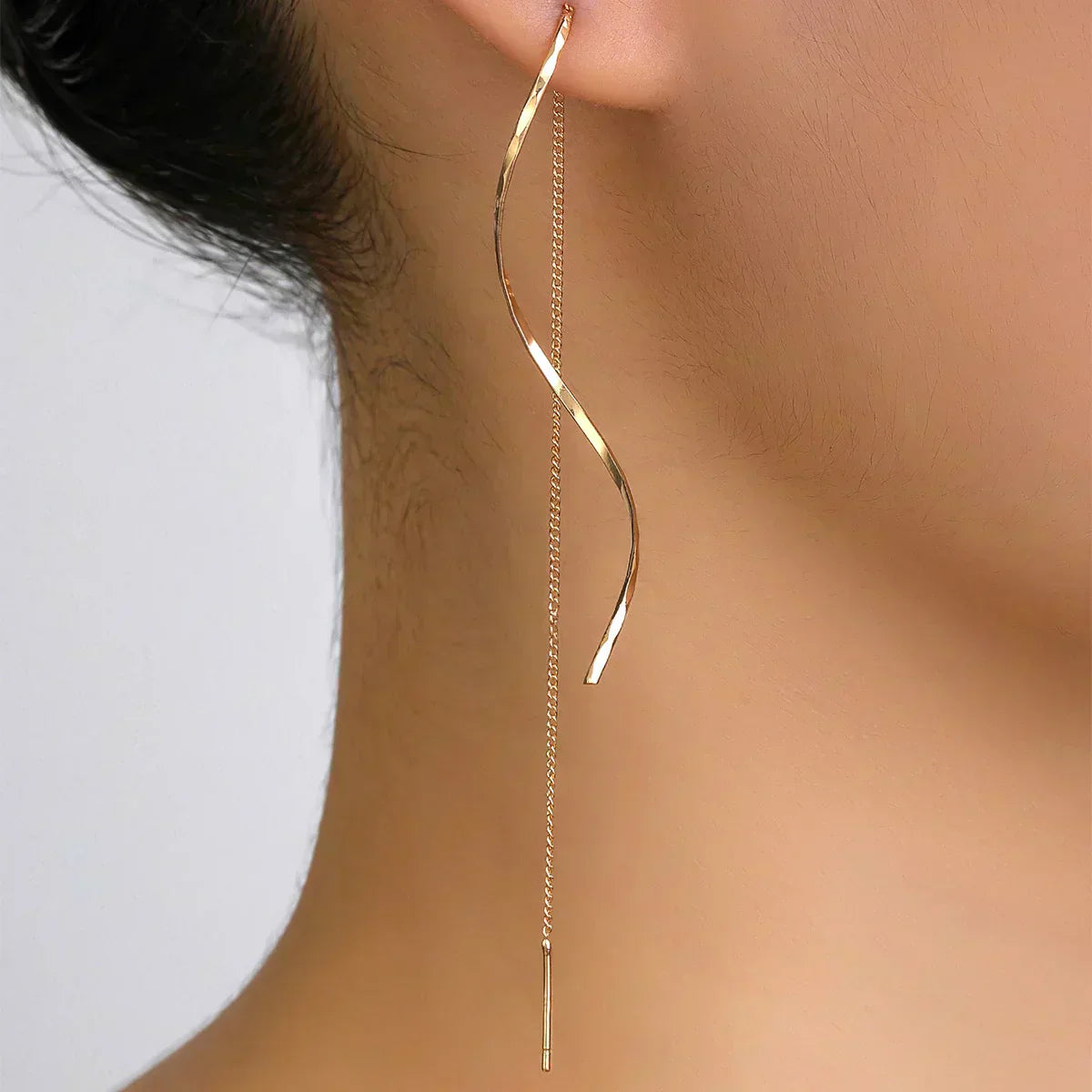 Long Earrings with Wave Design