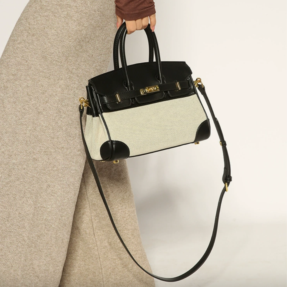 Canvas Leather Tote Bag