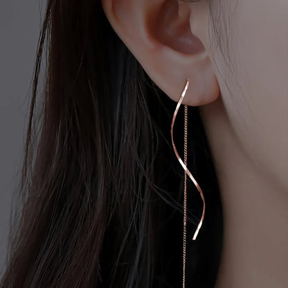 Long Earrings with Wave Design