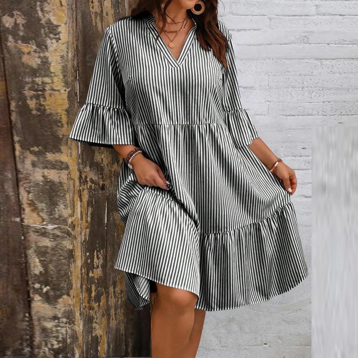 Micaela | Summer Striped Ruffle Dress