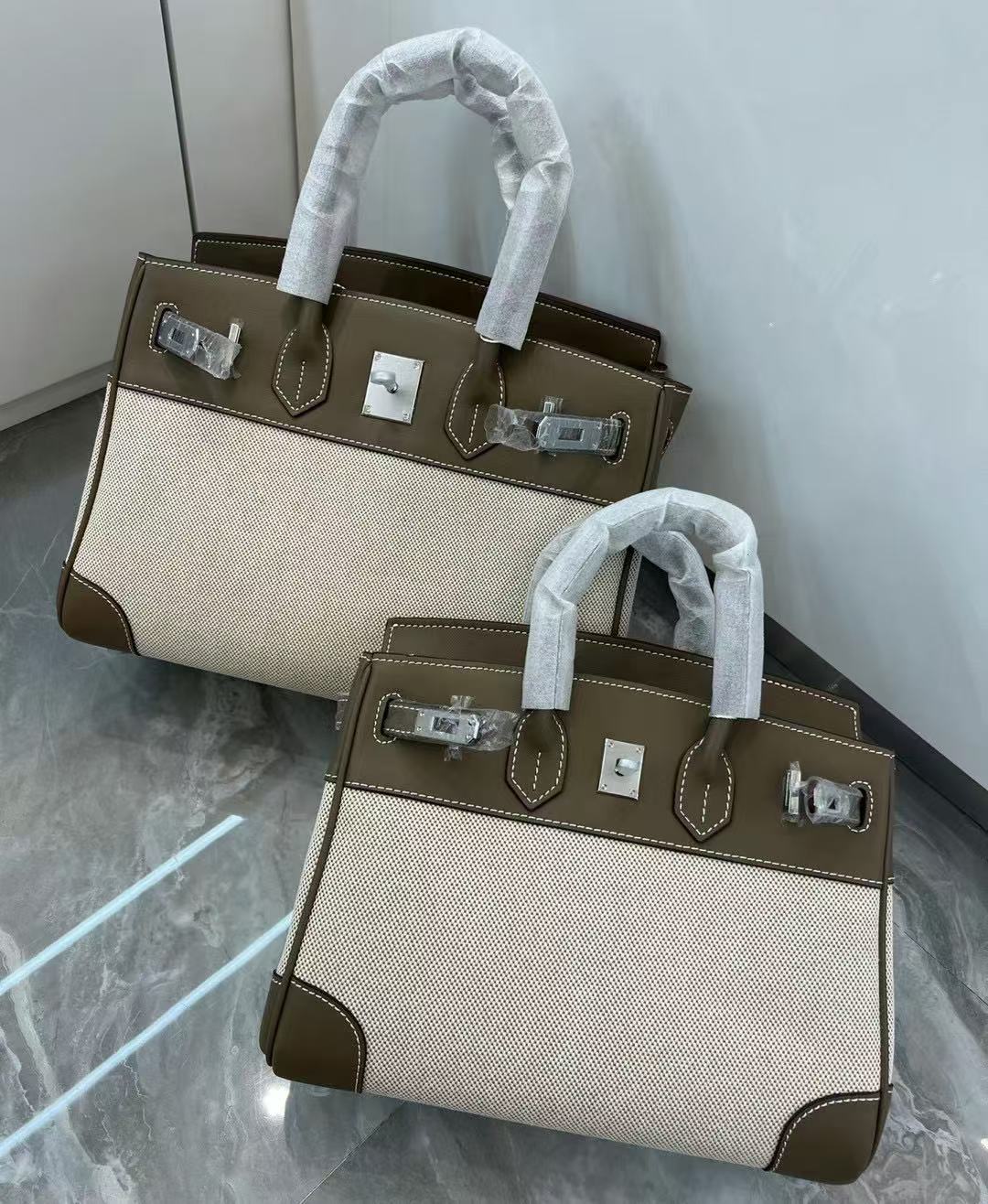 Canvas Leather Tote Bag