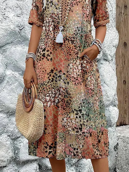 ELENA | Women's Vibrant Midi Dress With Pockets