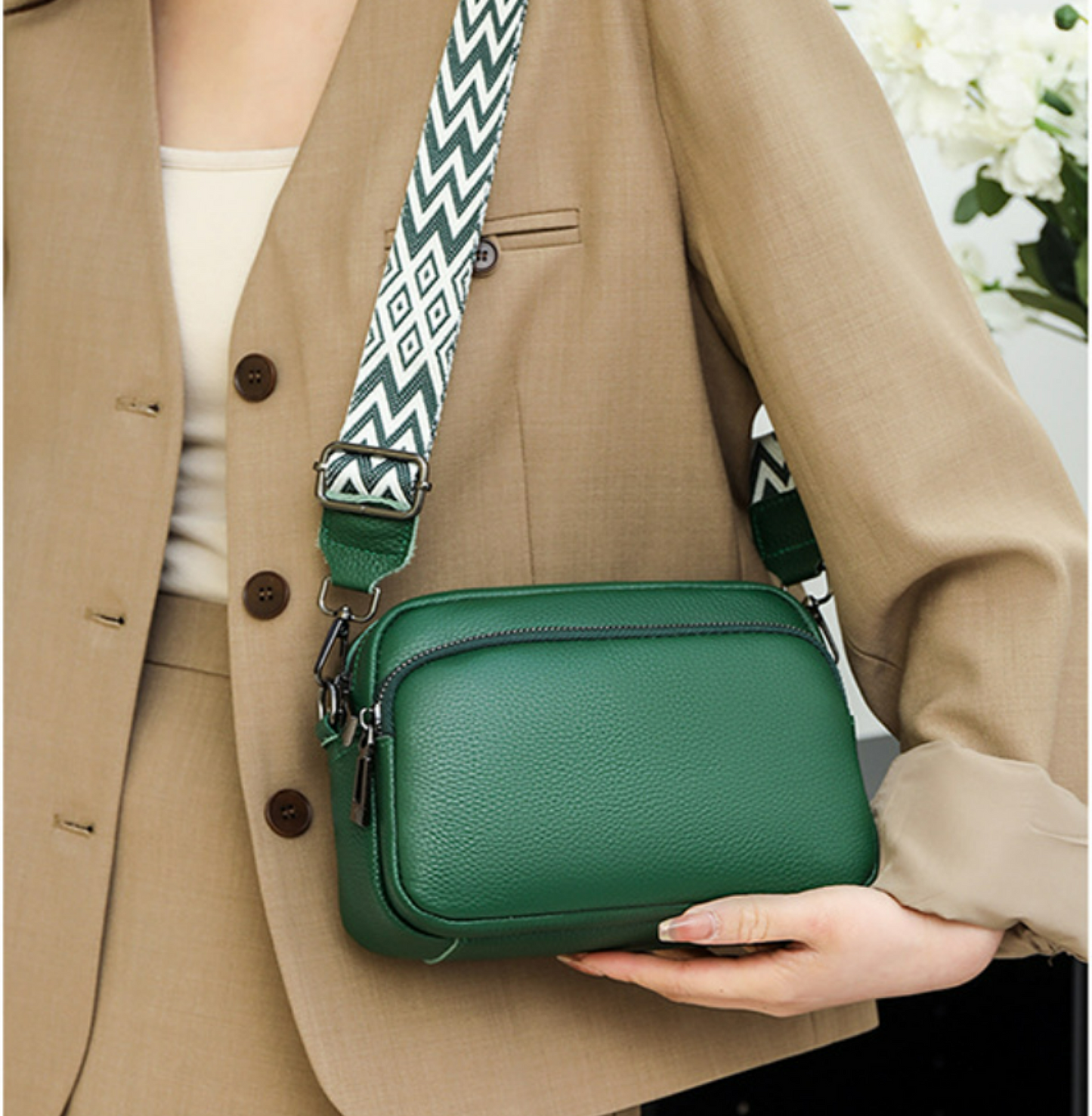 Charleston Signature Leather Crossbody Bag with Accessories