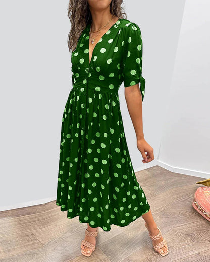 Amelix™ | Elegant Polka Dot Dress