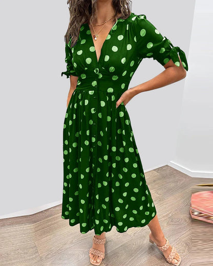 Amelix™ | Elegant Polka Dot Dress
